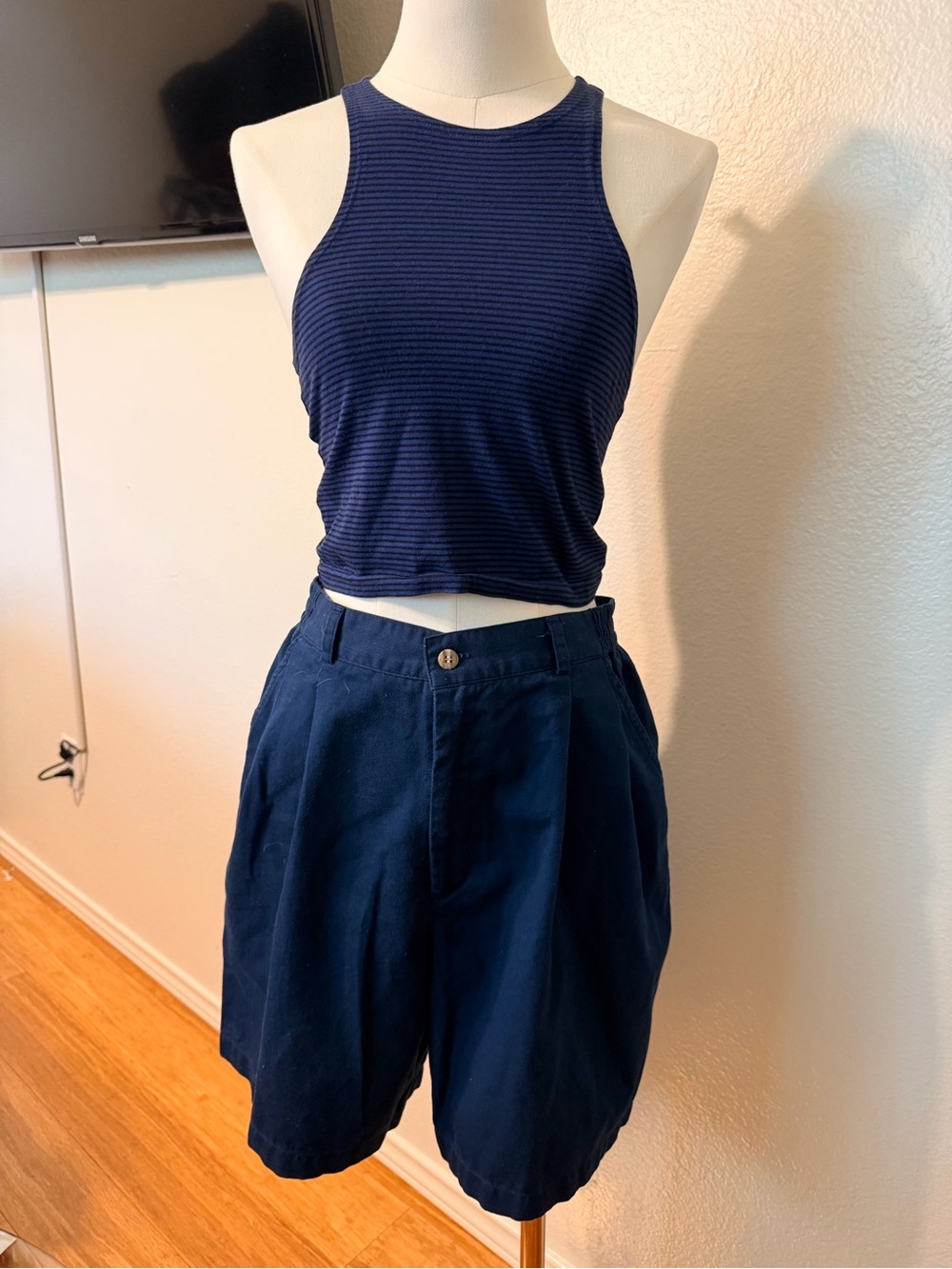 Cabin Creek Navy Wide-Leg High-Waist Shorts